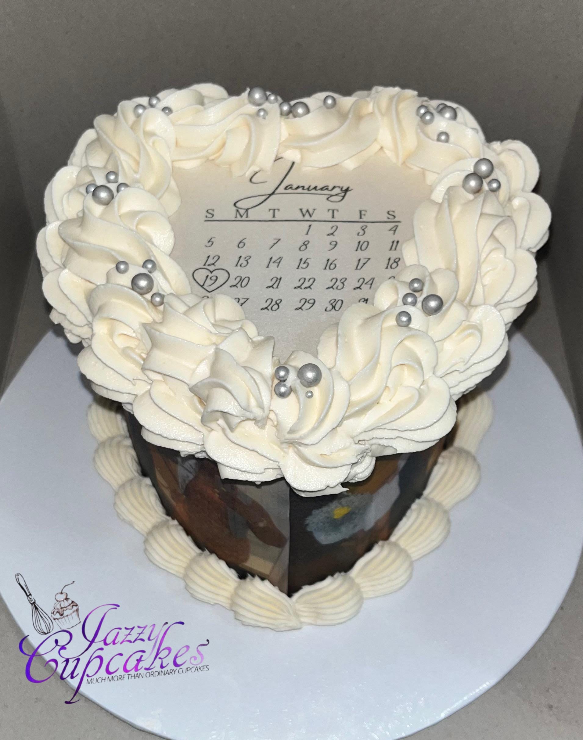2026 Burn Away Calendar Cake Topper: Custom Heart Template (Instant Download)